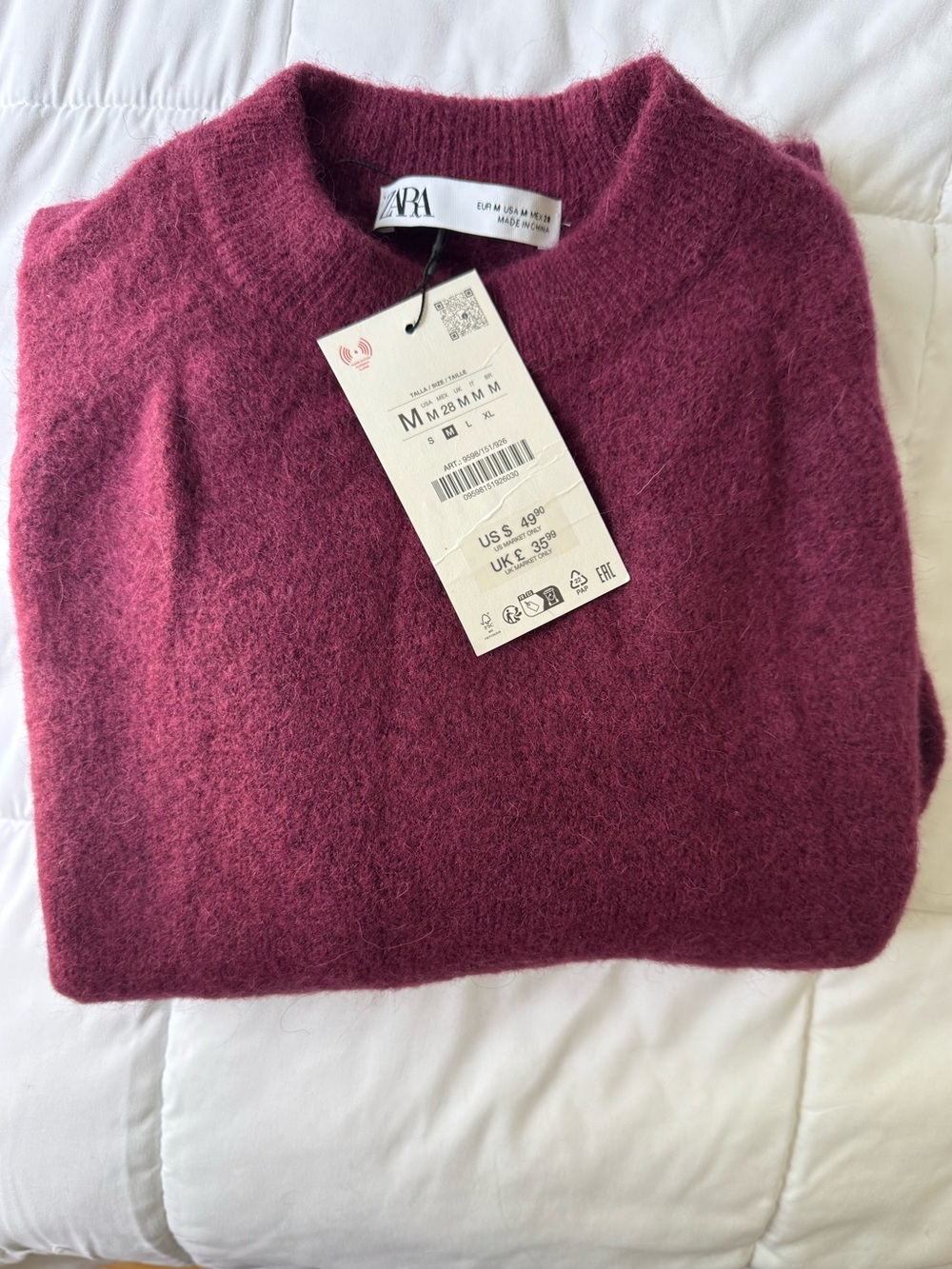 Zara Crewneck Sweater in Deep Berry
